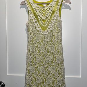 Green and White Floral Lace Dress